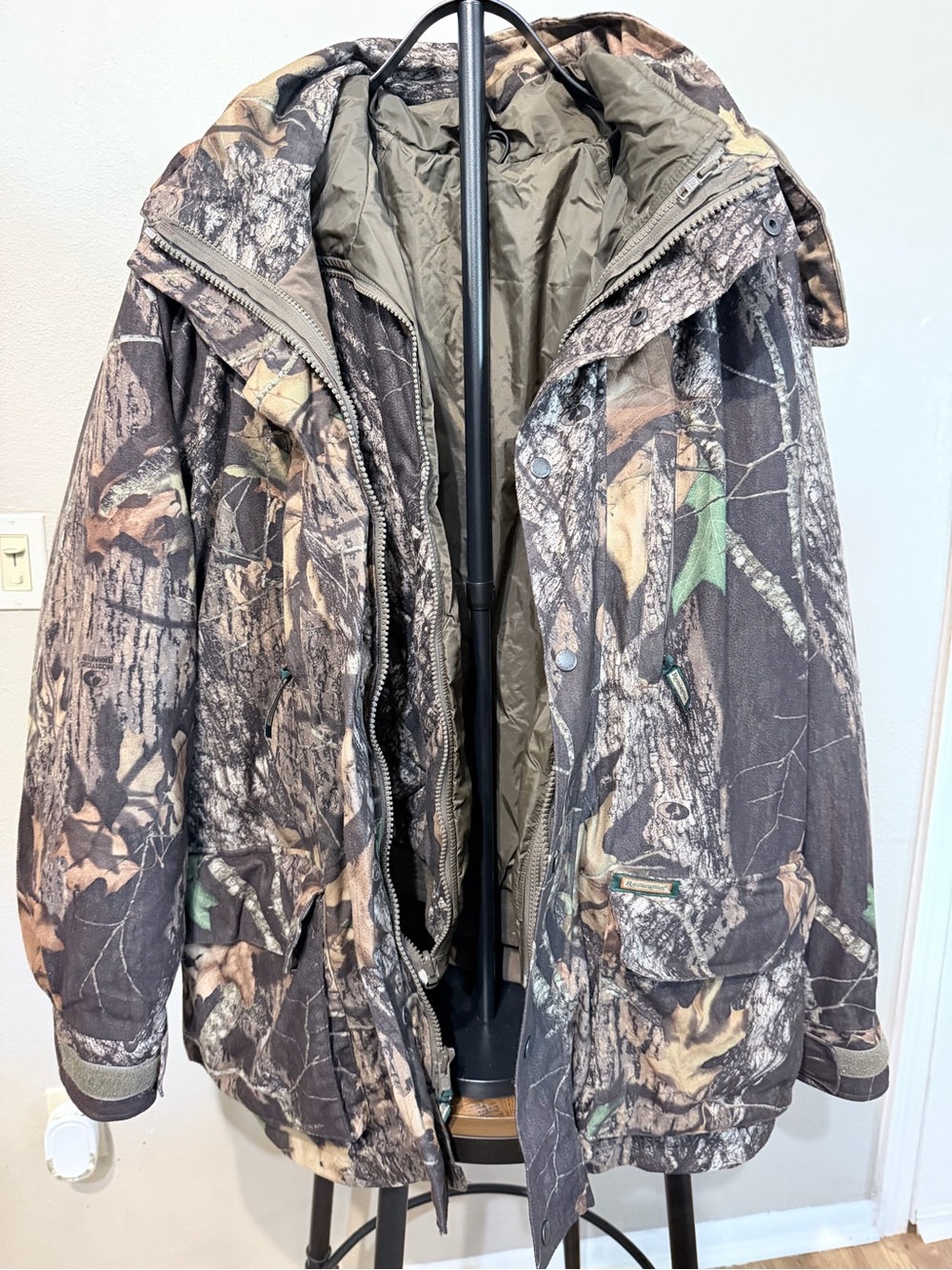Vintage Remington Men's Camouflage Jacket - Brown/Green Size L 2 in 1